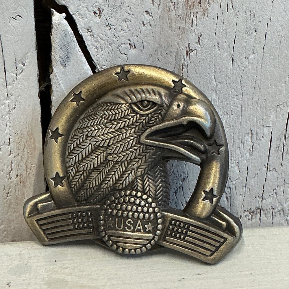 Vintage USA‎ Eagle Belt Buckle Patriotic American Flag Western Style